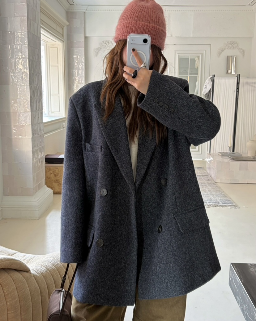 PEBBLE東大門㊣直郵女裝新款熱賣時尚職業真品休閑短款大衣PEBBLE/LAYER短款大衣