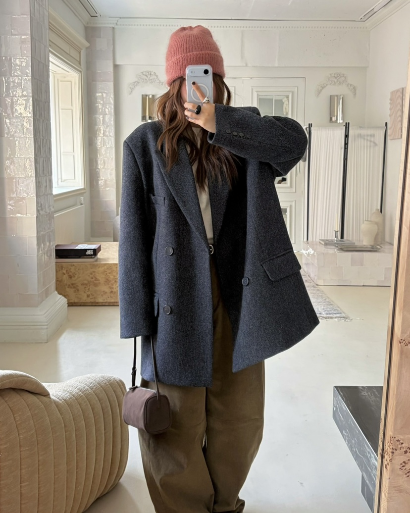 PEBBLE東大門㊣直郵女裝新款熱賣時尚職業真品休閑短款大衣PEBBLE/LAYER短款大衣