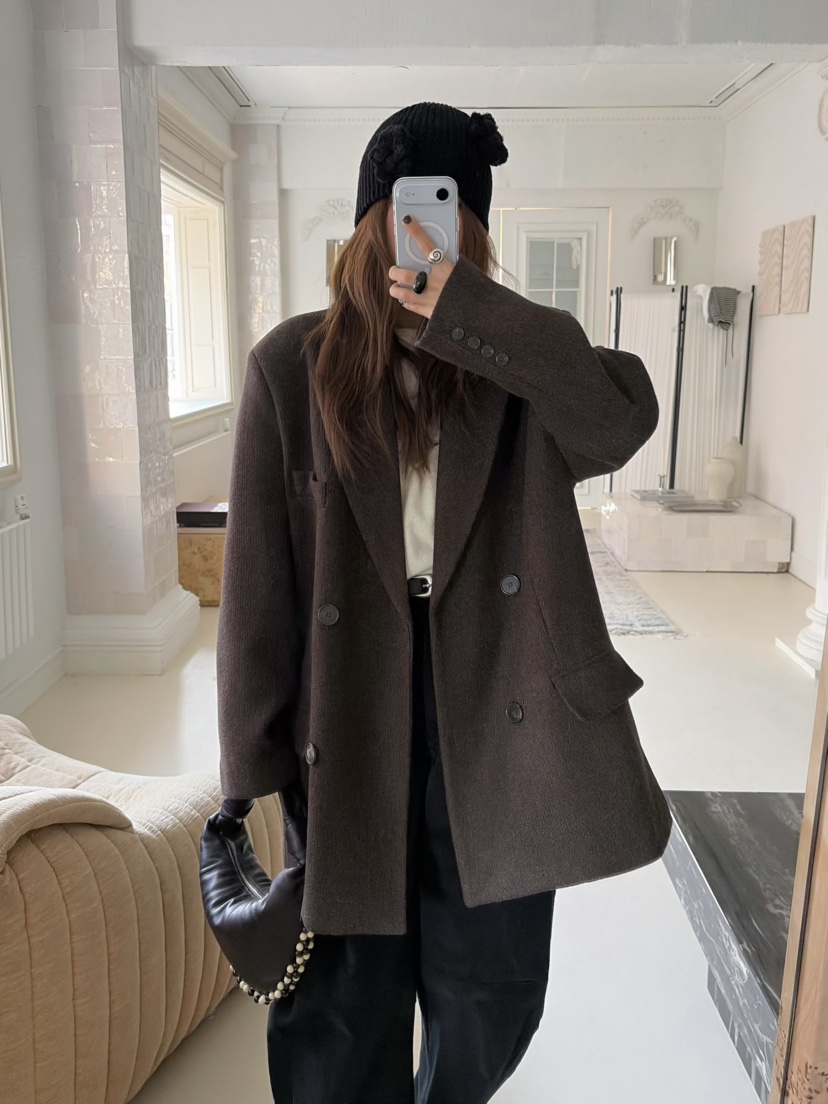 PEBBLE東大門㊣直郵女裝新款熱賣時尚職業真品休閑短款大衣PEBBLE/LAYER短款大衣