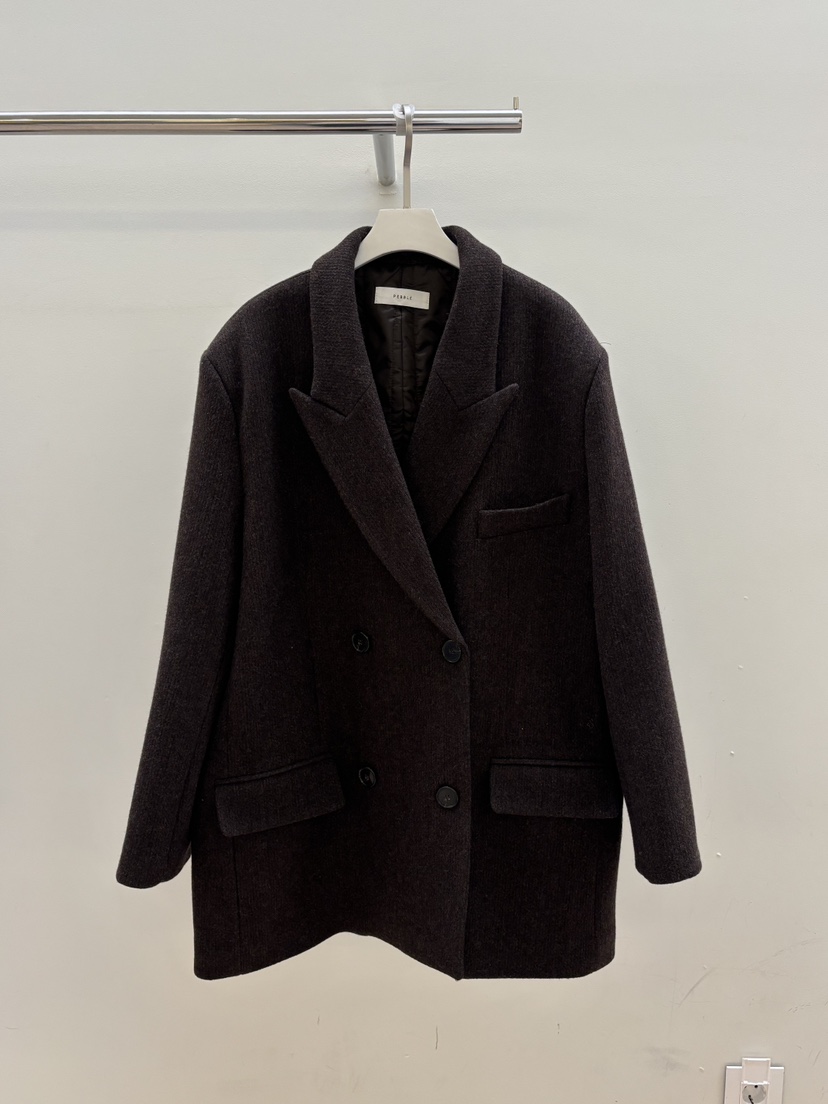 PEBBLE東大門㊣直郵女裝新款熱賣時尚職業真品休閑短款大衣PEBBLE/LAYER短款大衣圖色1