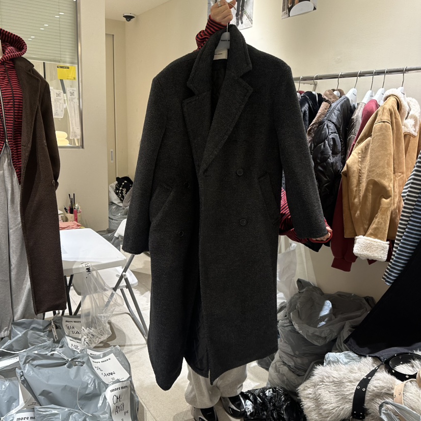 MOREMORE韓國直郵㊣女士新款推薦職業熱賣中長款大衣夾棉絎縫more more中長款大衣圖色2