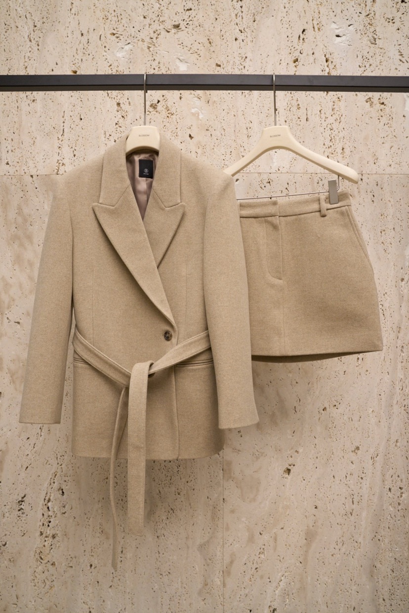 BLOSSOM東大門㊣實拍女士新品熱賣人氣時尚真品休閑夾克含腰帶BLOSSOM夾克