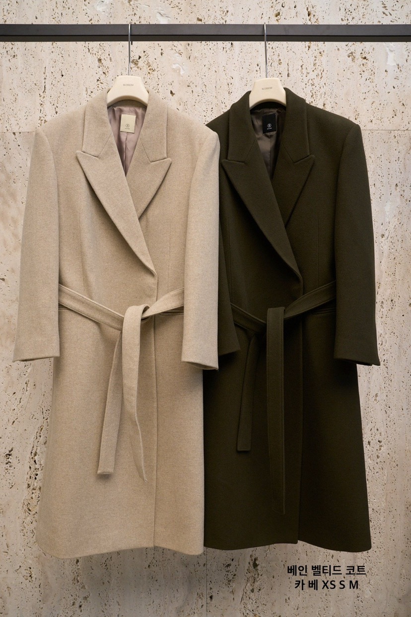 BLOSSOM韓國直郵㊣女裝新款25秋冬時尚推薦中長款大衣含腰帶BLOSSOM中長款大衣