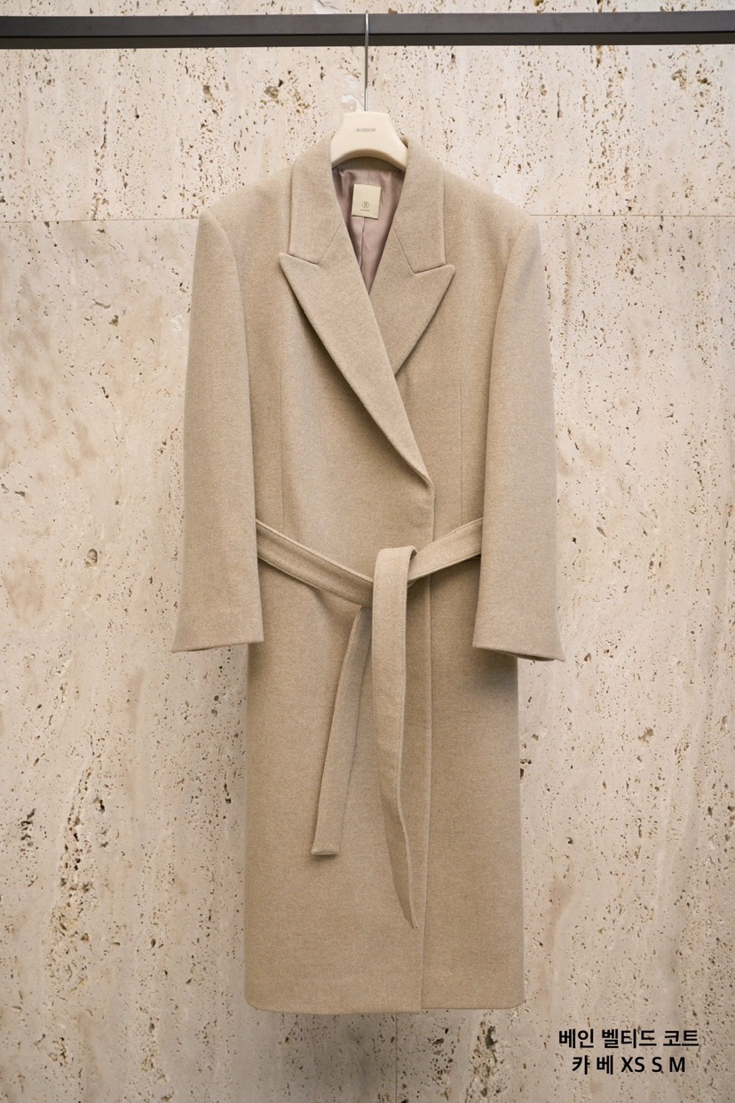 BLOSSOM韓國直郵㊣女裝新款25秋冬時尚推薦中長款大衣含腰帶BLOSSOM中長款大衣圖色1