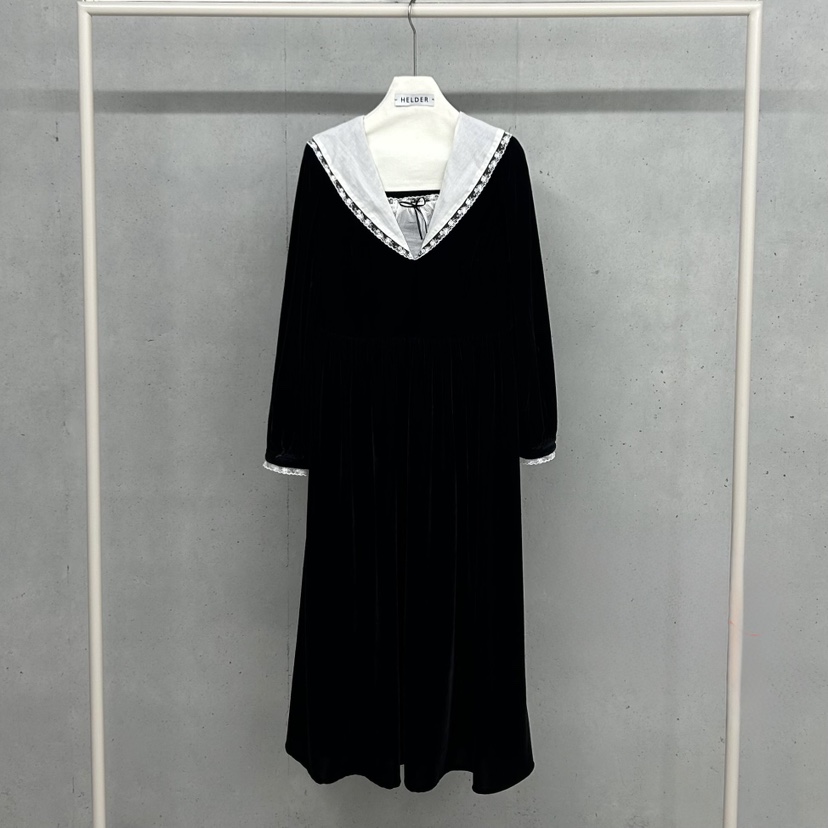 HELDER-P韓國代購㊣女士新款休閑職業熱賣時尚25秋冬連衣裙絲絨HELDER連衣裙圖色1