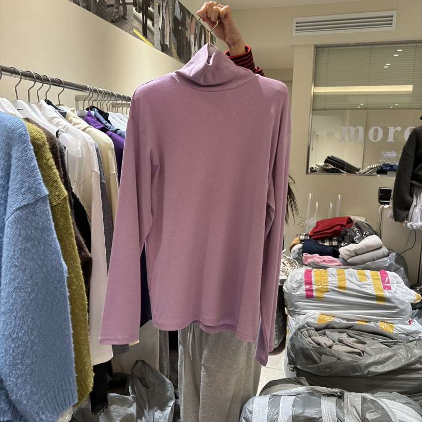 MOREMORE東大門㊣實拍女裝新品真品推薦25秋冬職業長袖T恤羊毛more more長袖T恤圖色3