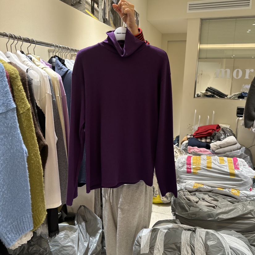 MOREMORE東大門㊣實拍女裝新品真品推薦25秋冬職業長袖T恤羊毛more more長袖T恤圖色4