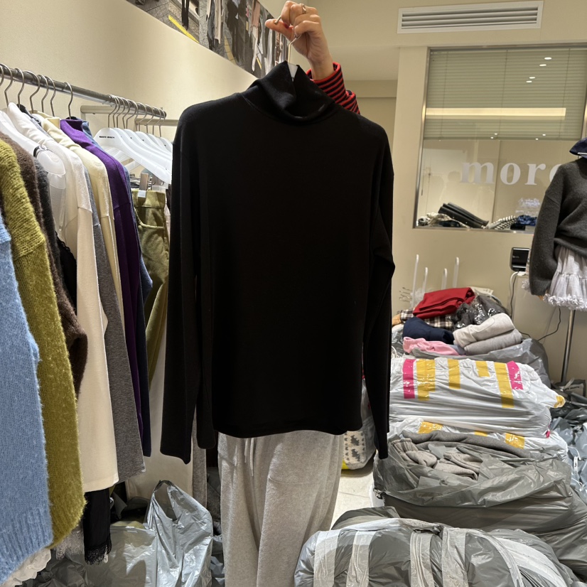 MOREMORE東大門㊣實拍女裝新品真品推薦25秋冬職業長袖T恤羊毛more more長袖T恤圖色6黑色