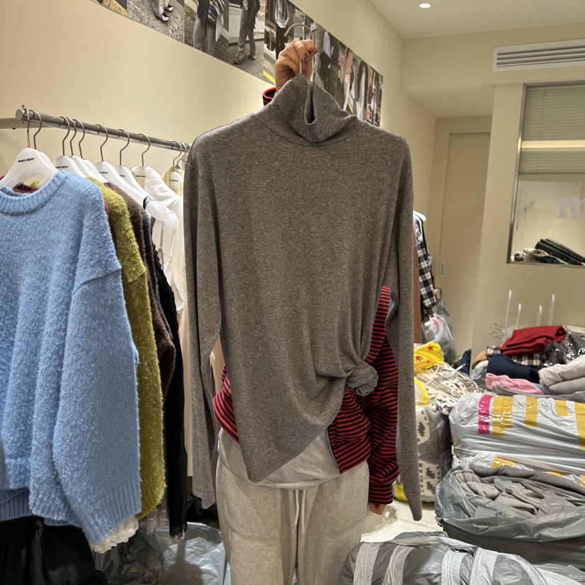 MOREMORE東大門㊣實拍女裝新品真品推薦25秋冬職業長袖T恤羊毛more more長袖T恤圖色7