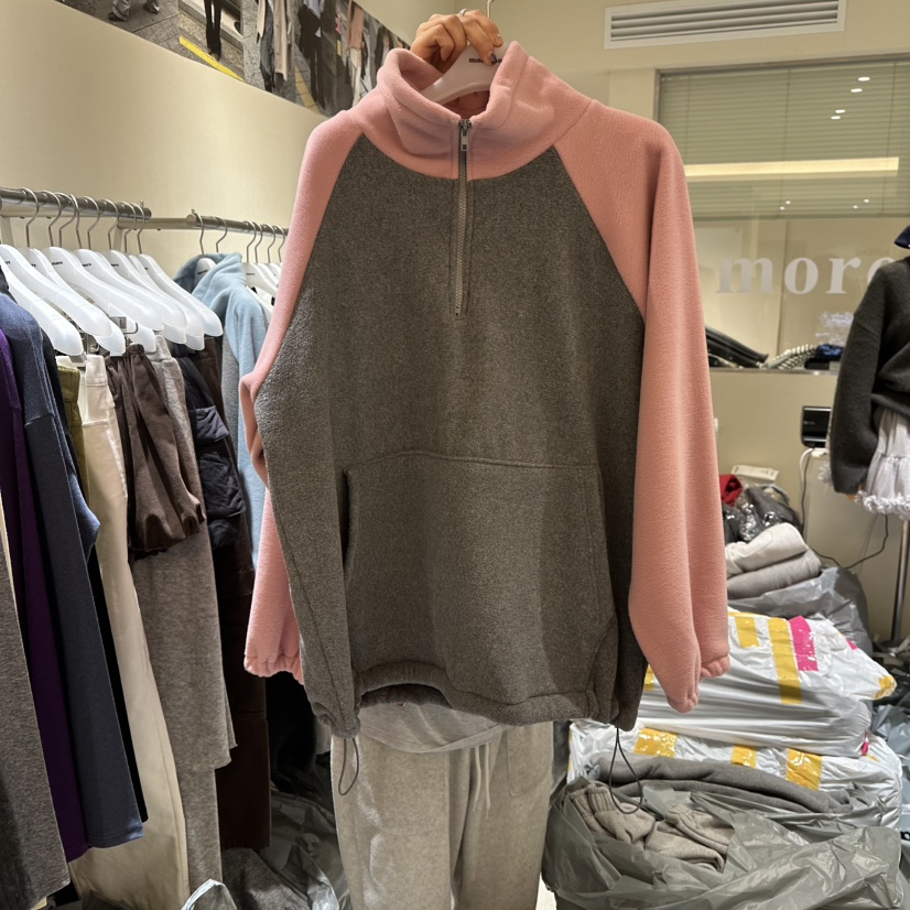 MOREMORE韓國直郵㊣女士新品職業25秋冬人氣熱賣衛衣抓絨拉鏈more more衛衣圖色1