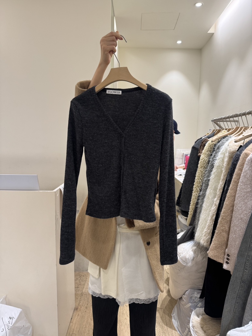 FLOWER-L東大門㊣實拍女裝新品推薦時尚休閑人氣針織衫羊毛衫FLOWER-L針織衫圖色2墨色