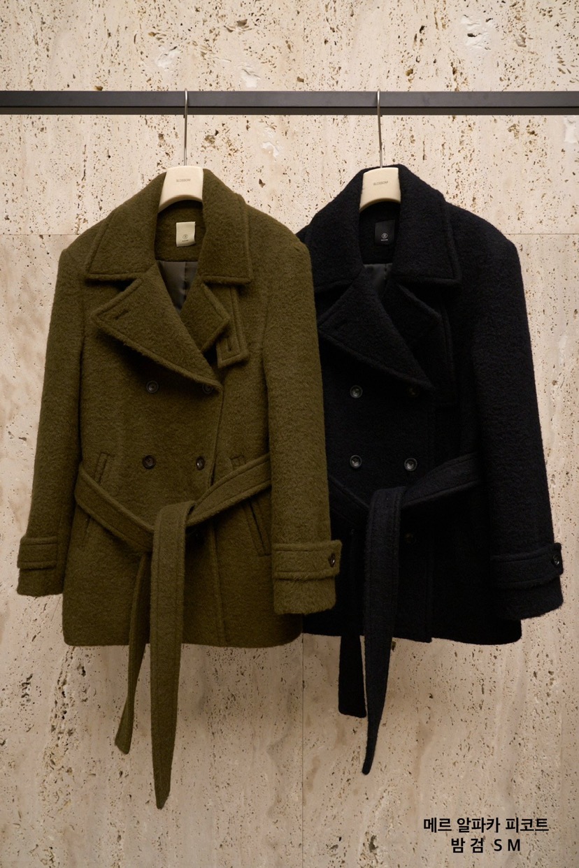 BLOSSOM韓國直郵㊣女士新品人氣休閑真品25秋冬中長款大衣含腰帶BLOSSOM中長款大衣