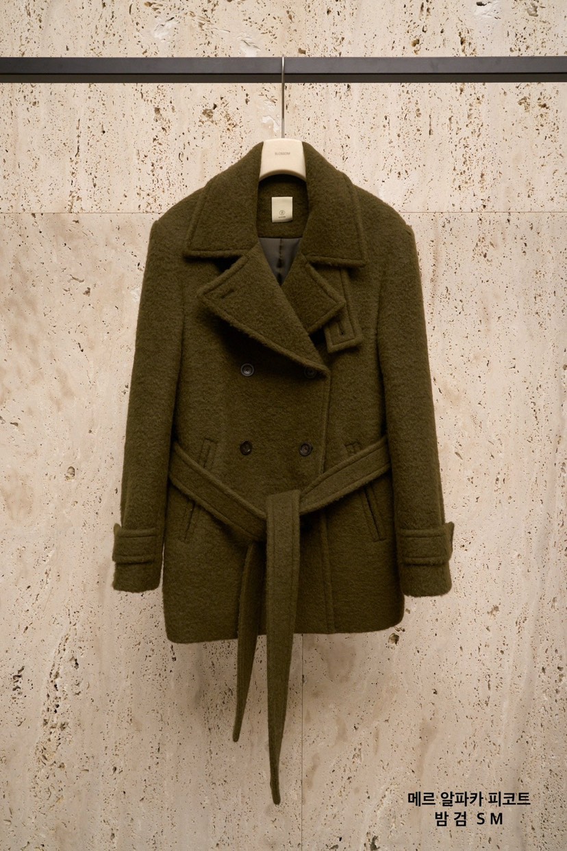 BLOSSOM韓國直郵㊣女士新品人氣休閑真品25秋冬中長款大衣含腰帶BLOSSOM中長款大衣圖色1