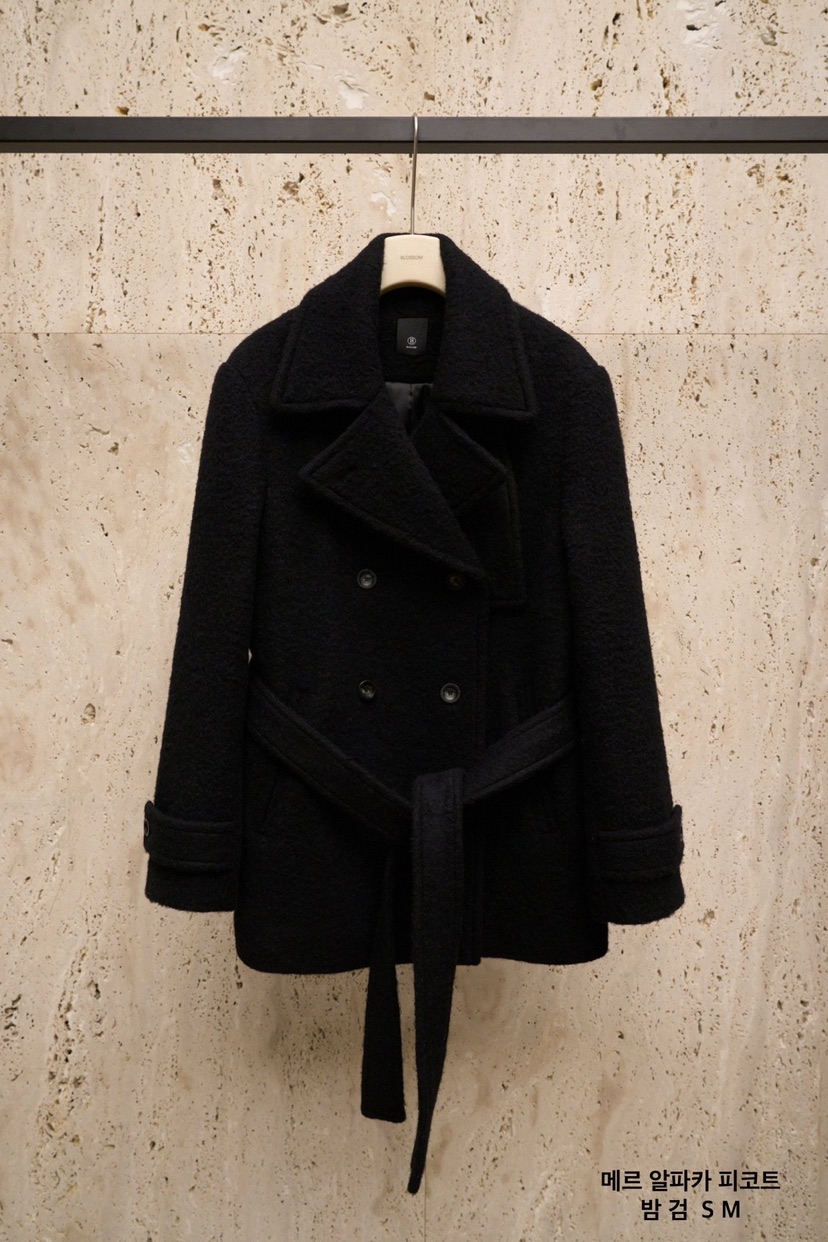 BLOSSOM韓國直郵㊣女士新品人氣休閑真品25秋冬中長款大衣含腰帶BLOSSOM中長款大衣圖色2