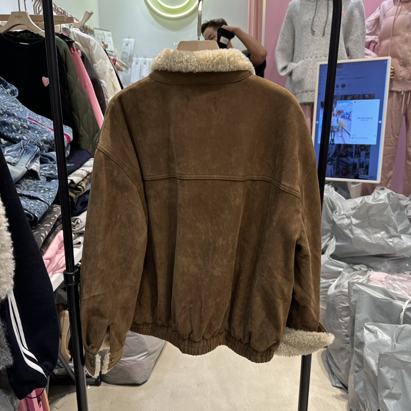 ANNA-P韓國代購㊣女士新款休閑推薦25秋冬時尚職業夾克麂皮ANNA-P夾克