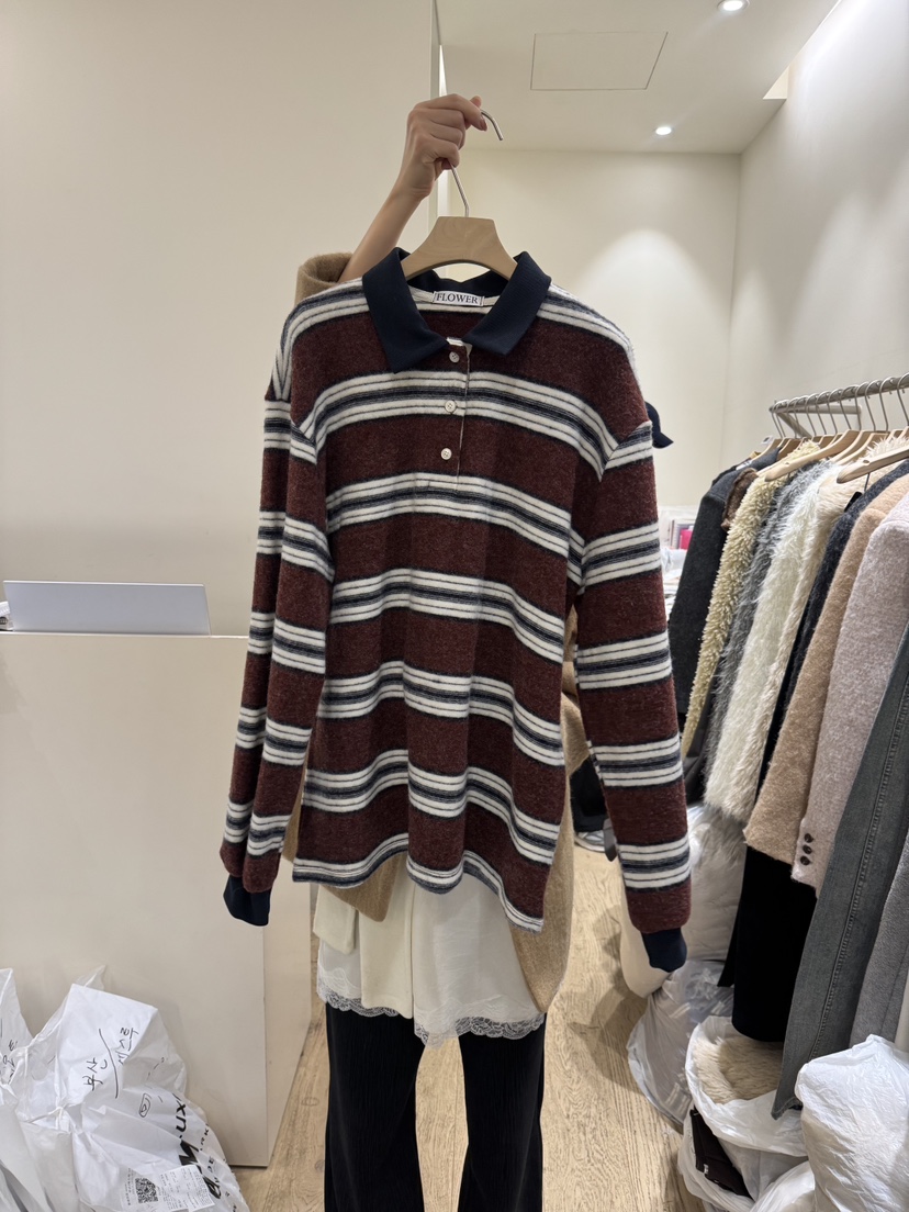 FLOWER-L東大門㊣代購女裝新品真品休閑時尚25秋冬推薦針織衫FLOWER-L針織衫圖色3酒紅