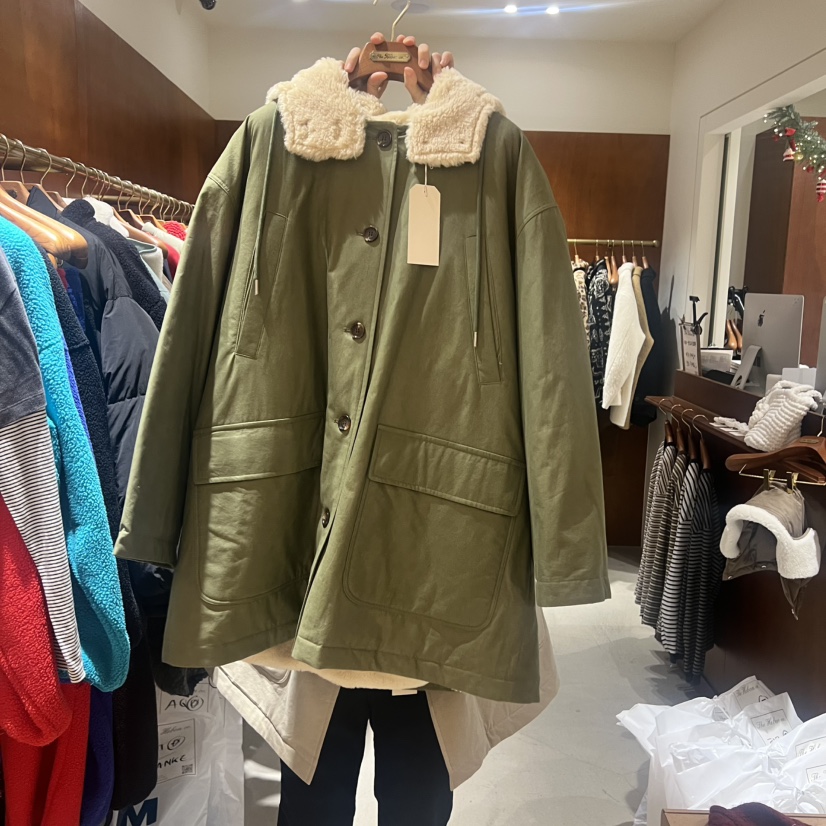 HEBON東大門㊣代購女裝新款休閑熱賣中長款大衣連帽衫羊毛夾棉HEBON中長款大衣圖色2