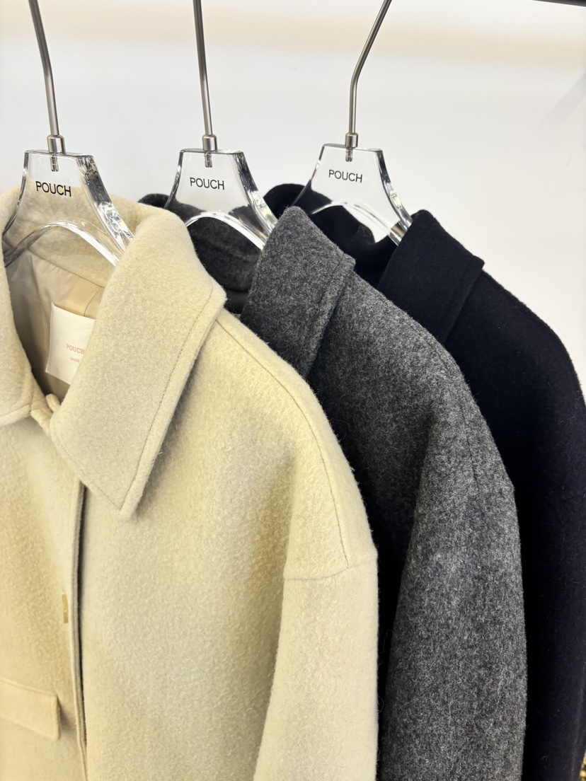 POUCH東大門㊣實拍女裝新款熱賣休閑時尚25秋冬人氣中長款大衣POUCH中長款大衣