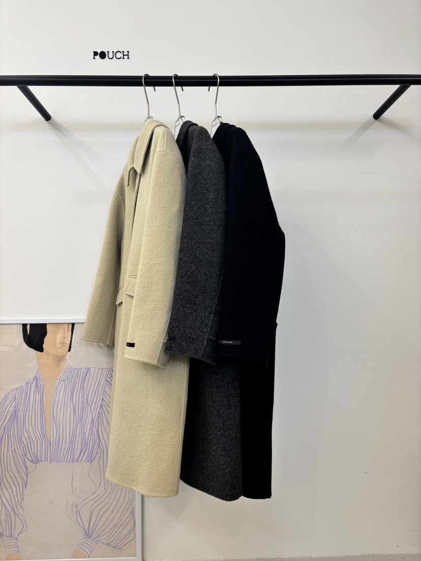 POUCH東大門㊣實拍女裝新款熱賣休閑時尚25秋冬人氣中長款大衣POUCH中長款大衣