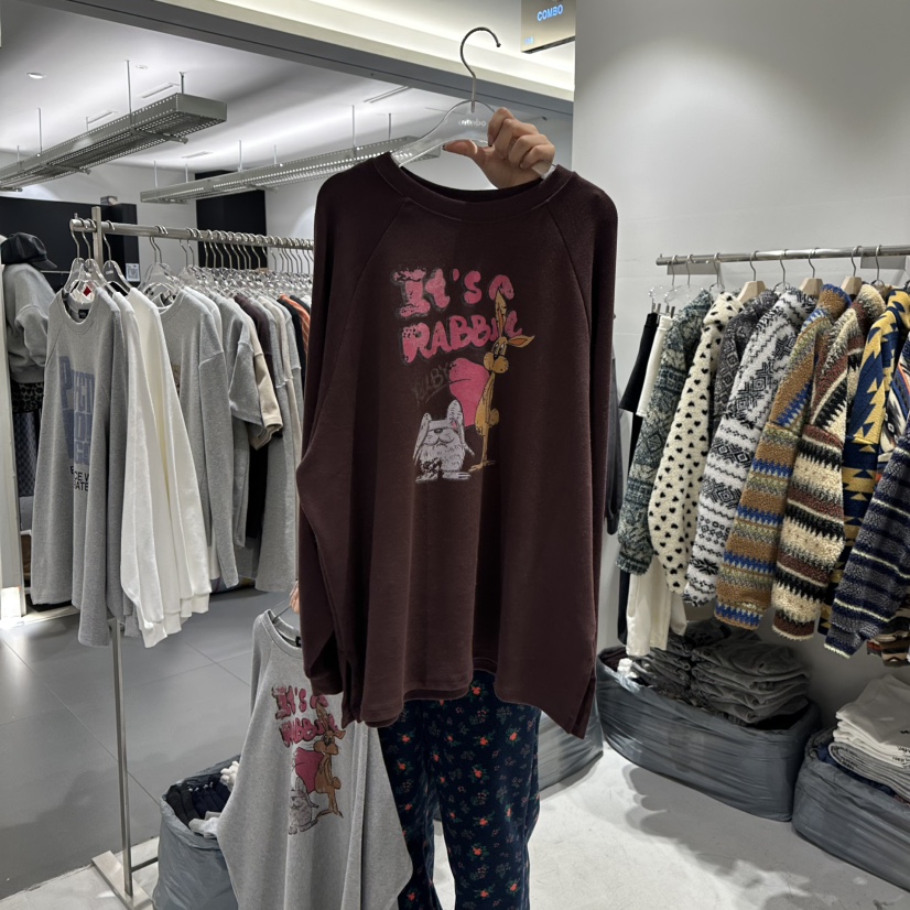 COMBO東大門㊣直郵女裝新品真品熱賣時尚人氣休閑長袖T恤兔子COM_BO長袖T恤圖色2