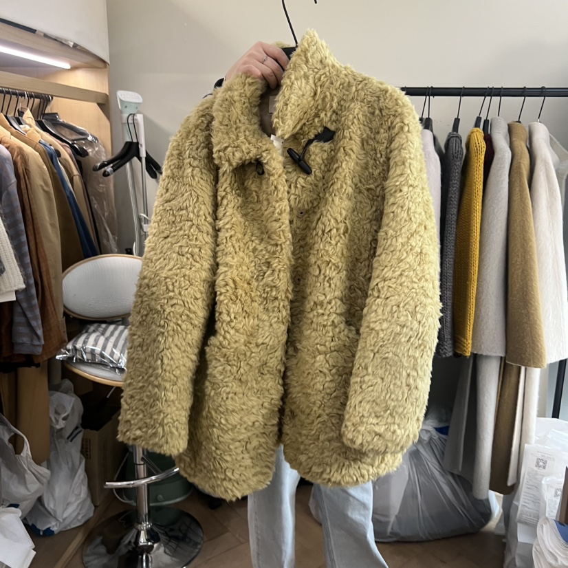 OBJET東大門㊣直郵女士新款休閑職業25秋冬推薦中長款大衣毛皮love us u/OBJET中長款大衣圖色2