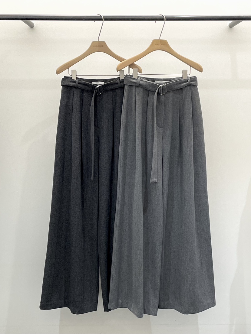 OBSESS韓國代購㊣女裝新款推薦人氣休閑褲人字紋含腰帶羊毛OBSESS/EARLY BIRD休閑褲