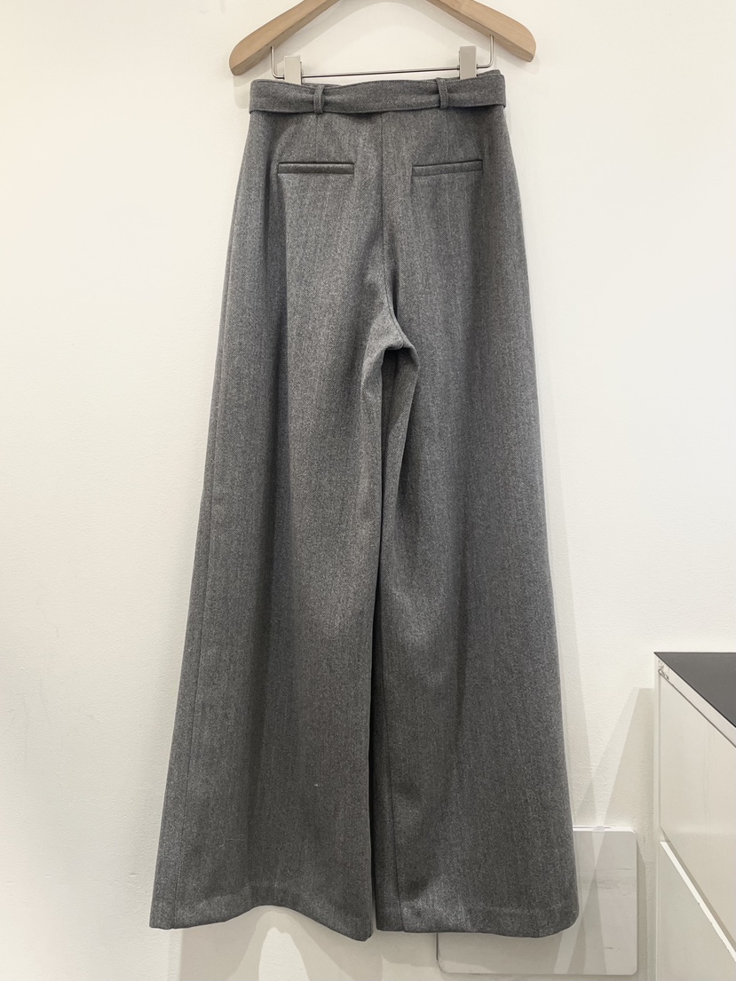 OBSESS韓國代購㊣女裝新款推薦人氣休閑褲人字紋含腰帶羊毛OBSESS/EARLY BIRD休閑褲