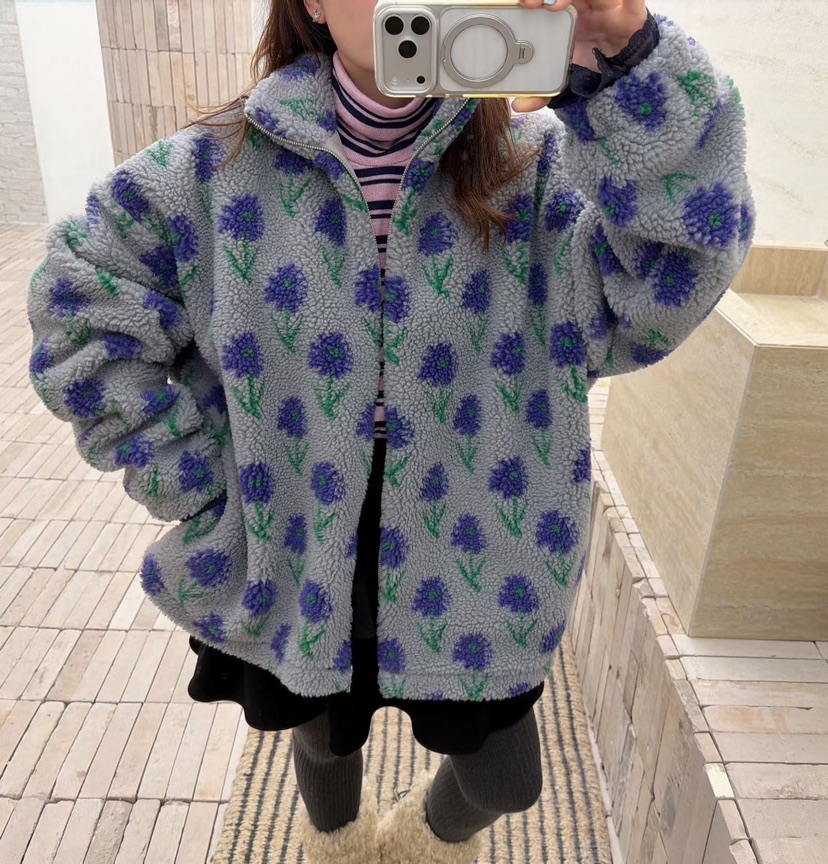 LOVABLE韓國直郵㊣女裝新款真品休閑熱賣推薦人氣25秋冬夾克花朵LOVABLE夾克