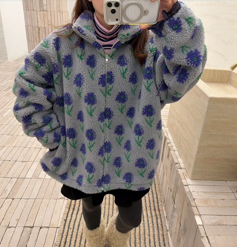 LOVABLE韓國直郵㊣女裝新款真品休閑熱賣推薦人氣25秋冬夾克花朵LOVABLE夾克