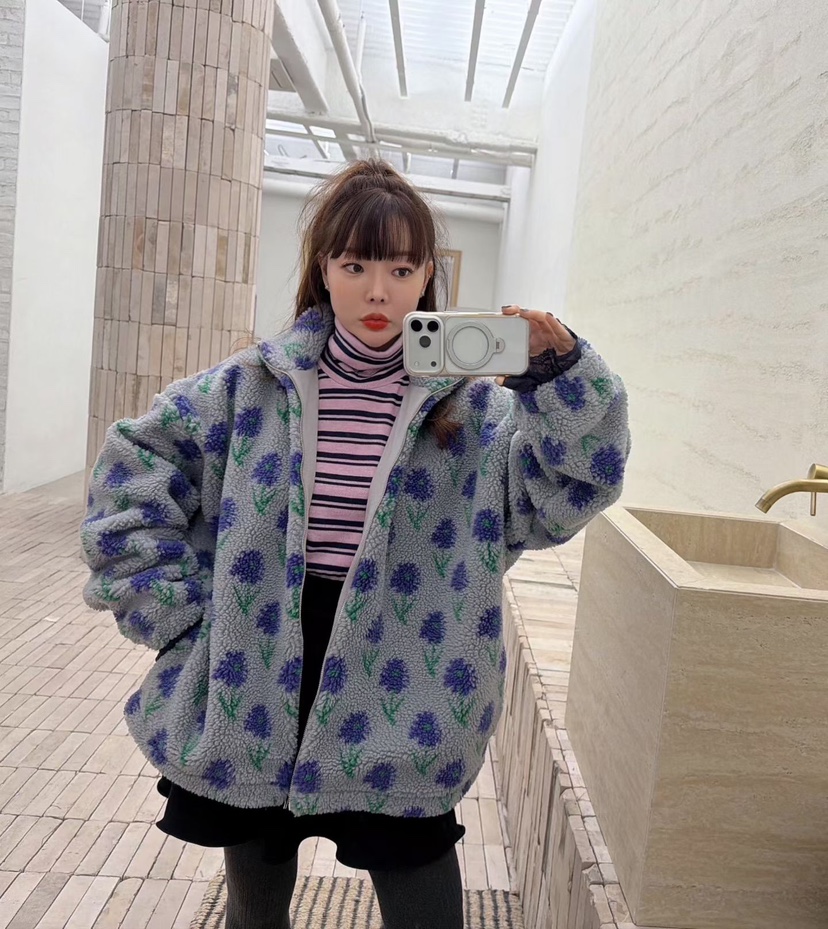 LOVABLE韓國直郵㊣女裝新款真品休閑熱賣推薦人氣25秋冬夾克花朵LOVABLE夾克