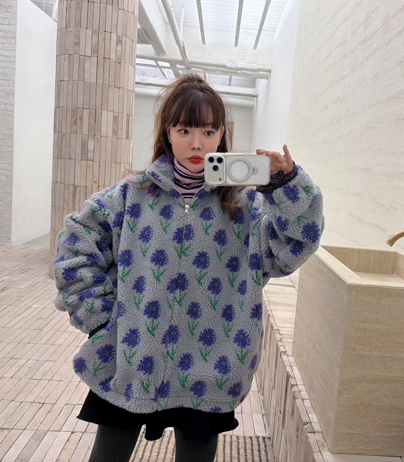 LOVABLE韓國直郵㊣女裝新款真品休閑熱賣推薦人氣25秋冬夾克花朵LOVABLE夾克