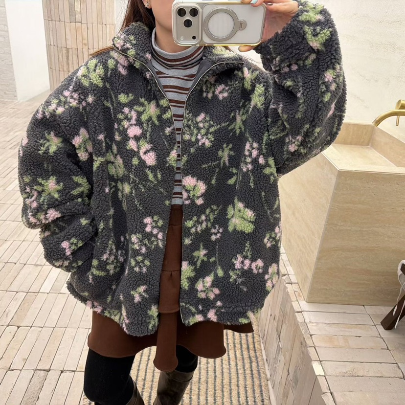 LOVABLE韓國直郵㊣女裝新款真品休閑熱賣推薦人氣25秋冬夾克花朵LOVABLE夾克