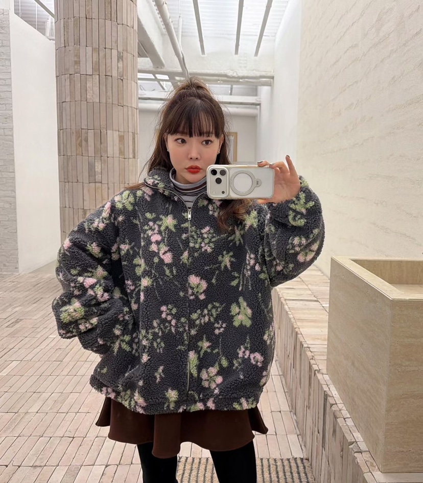 LOVABLE韓國直郵㊣女裝新款真品休閑熱賣推薦人氣25秋冬夾克花朵LOVABLE夾克