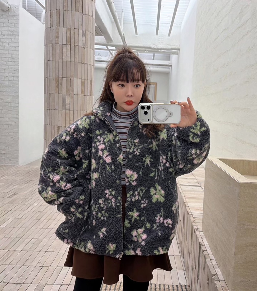 LOVABLE韓國直郵㊣女裝新款真品休閑熱賣推薦人氣25秋冬夾克花朵LOVABLE夾克