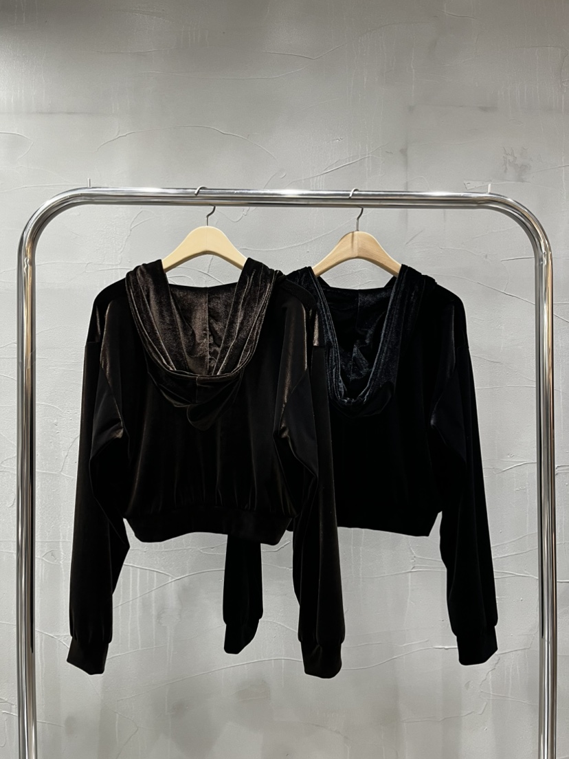 INSSENSE-A韓國直郵㊣女士新品25秋冬夾克天鵝絨連帽拉鏈連帽拉鏈衫INSSENSE-A夾克