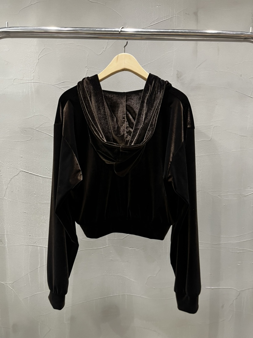 INSSENSE-A韓國直郵㊣女士新品25秋冬夾克天鵝絨連帽拉鏈連帽拉鏈衫INSSENSE-A夾克