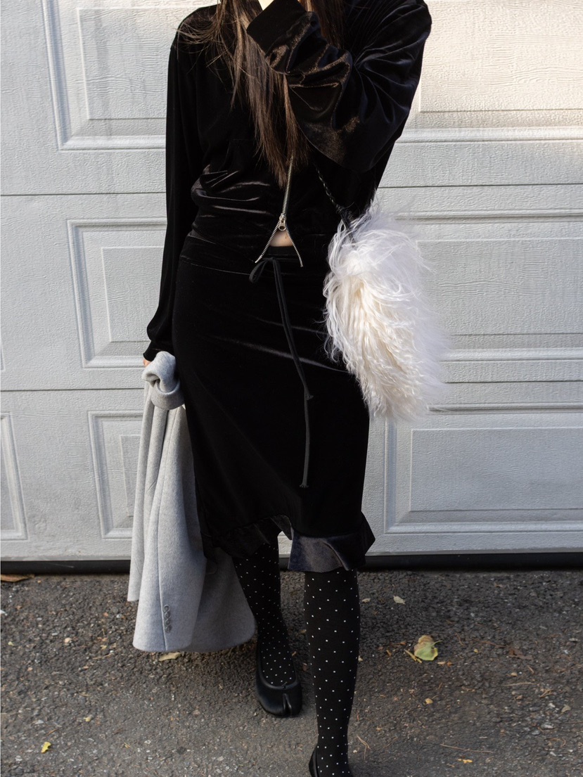 INSSENSE-A韓國直郵㊣女士新品25秋冬夾克天鵝絨連帽拉鏈連帽拉鏈衫INSSENSE-A夾克