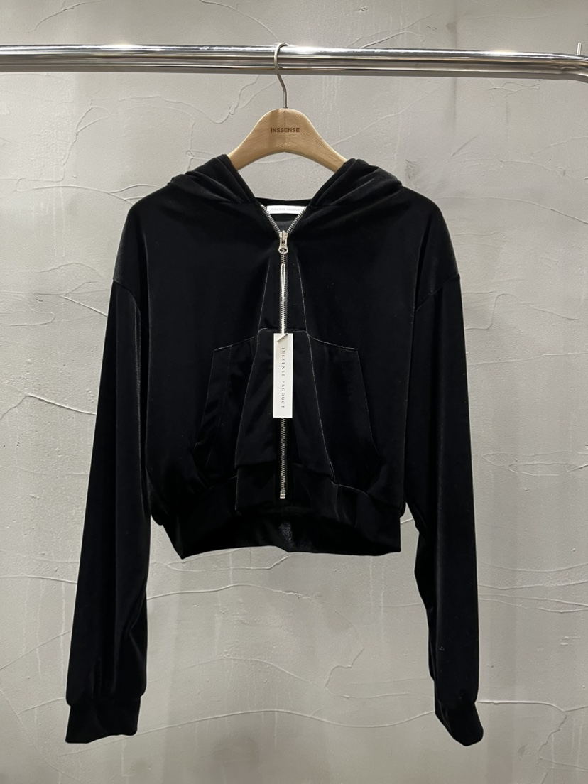 INSSENSE-A韓國直郵㊣女士新品25秋冬夾克天鵝絨連帽拉鏈連帽拉鏈衫INSSENSE-A夾克圖色2