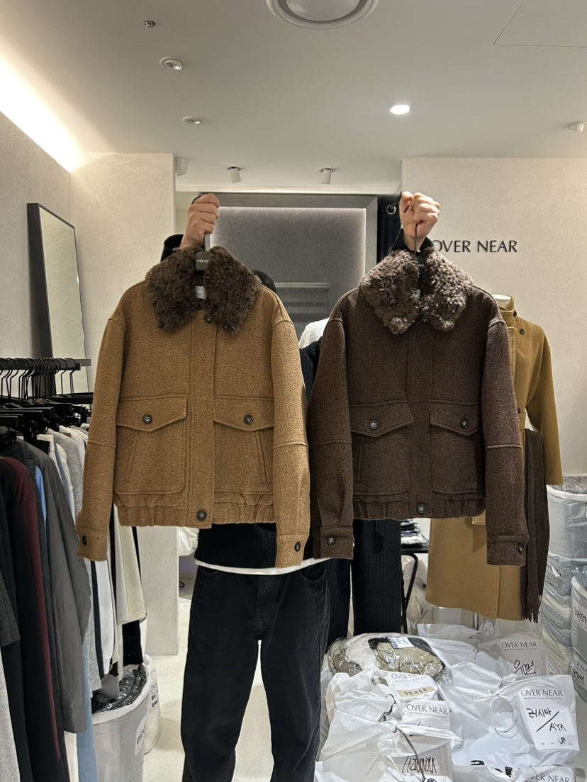 OVER NEAR東大門㊣實拍女士新款休閑真品時尚熱賣短款棉服OVER NEAR短款棉服