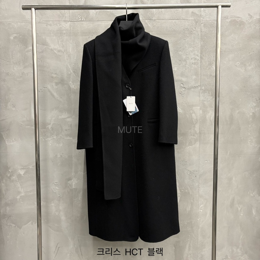 MUTE-P韓國代購㊣女士新品熱賣真品推薦職業中長款大衣含圍巾MUTE中長款大衣圖色3