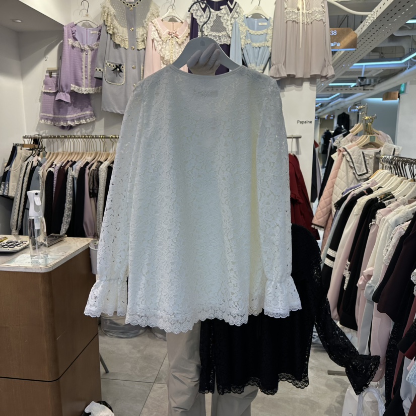 PAPA韓國直郵㊣女士新款休閑時尚25秋冬推薦職業襯衫蕾絲衫PaPa/HALMADE襯衫/蕾絲衫