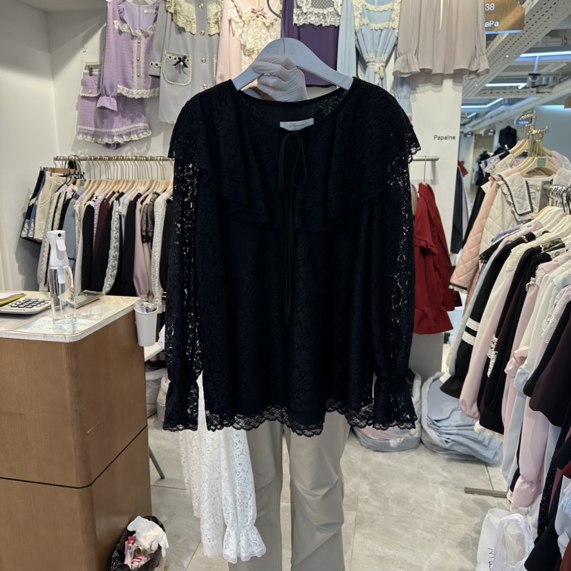 PAPA韓國直郵㊣女士新款休閑時尚25秋冬推薦職業襯衫蕾絲衫PaPa/HALMADE襯衫/蕾絲衫圖色2