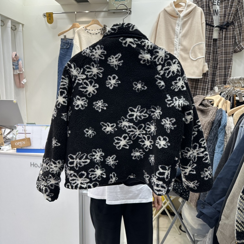 HOJAE東大門㊣代購女士新品時尚25秋冬職業夾克里外穿花朵雙面MID-LEVEL JUMP夾克