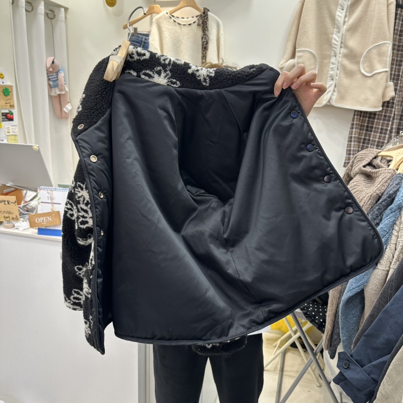 HOJAE東大門㊣代購女士新品時尚25秋冬職業夾克里外穿花朵雙面MID-LEVEL JUMP夾克