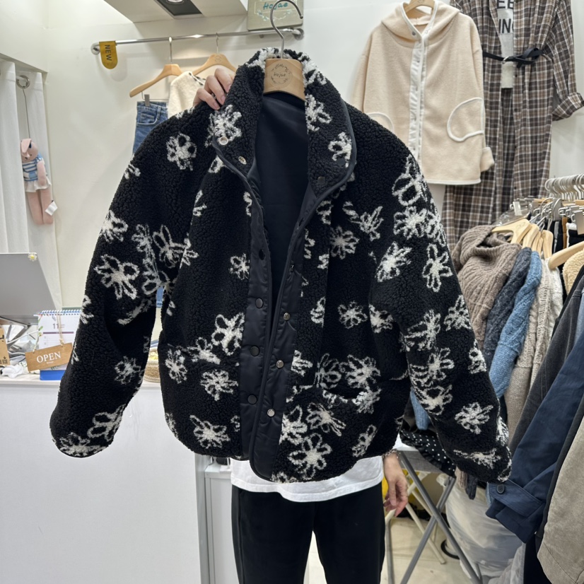 HOJAE東大門㊣代購女士新品時尚25秋冬職業夾克里外穿花朵雙面MID-LEVEL JUMP夾克圖色1