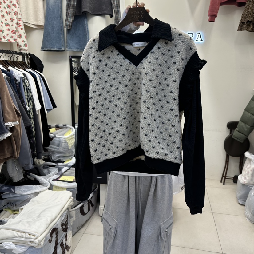 BORA BORA東大門㊣直郵女士新款職業熱賣人氣25秋冬衛衣假兩件BORA BORA衛衣圖色1