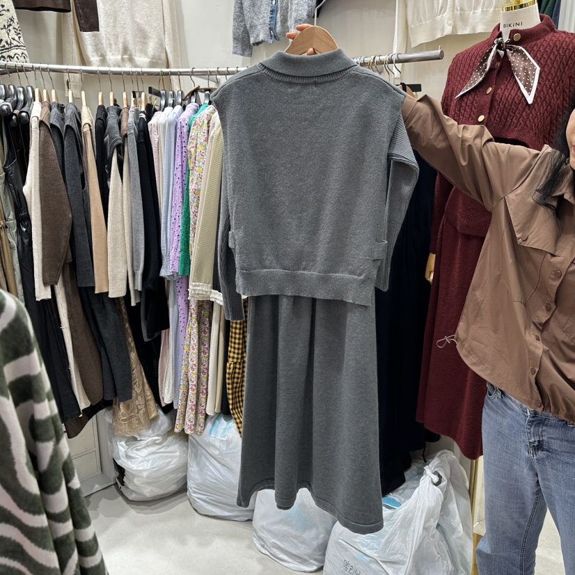 BIKINI東大門㊣實拍女裝新品25秋冬休閑推薦職業時尚連衣裙BIKINI連衣裙