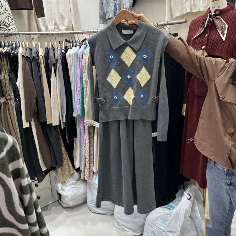 BIKINI東大門㊣實拍女裝新品25秋冬休閑推薦職業時尚連衣裙BIKINI連衣裙圖色2