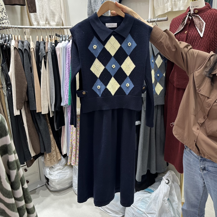 BIKINI東大門㊣實拍女裝新品25秋冬休閑推薦職業時尚連衣裙BIKINI連衣裙圖色3