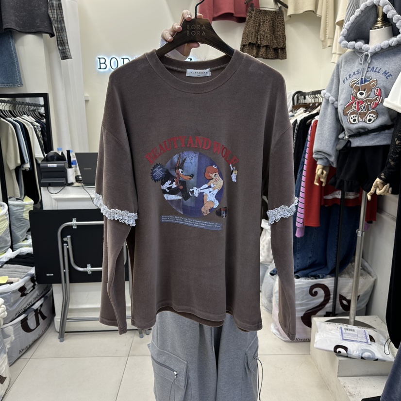 BORA BORA東大門㊣實拍女裝新款人氣推薦休閑熱賣25秋冬長袖T恤BORA BORA長袖T恤圖色3